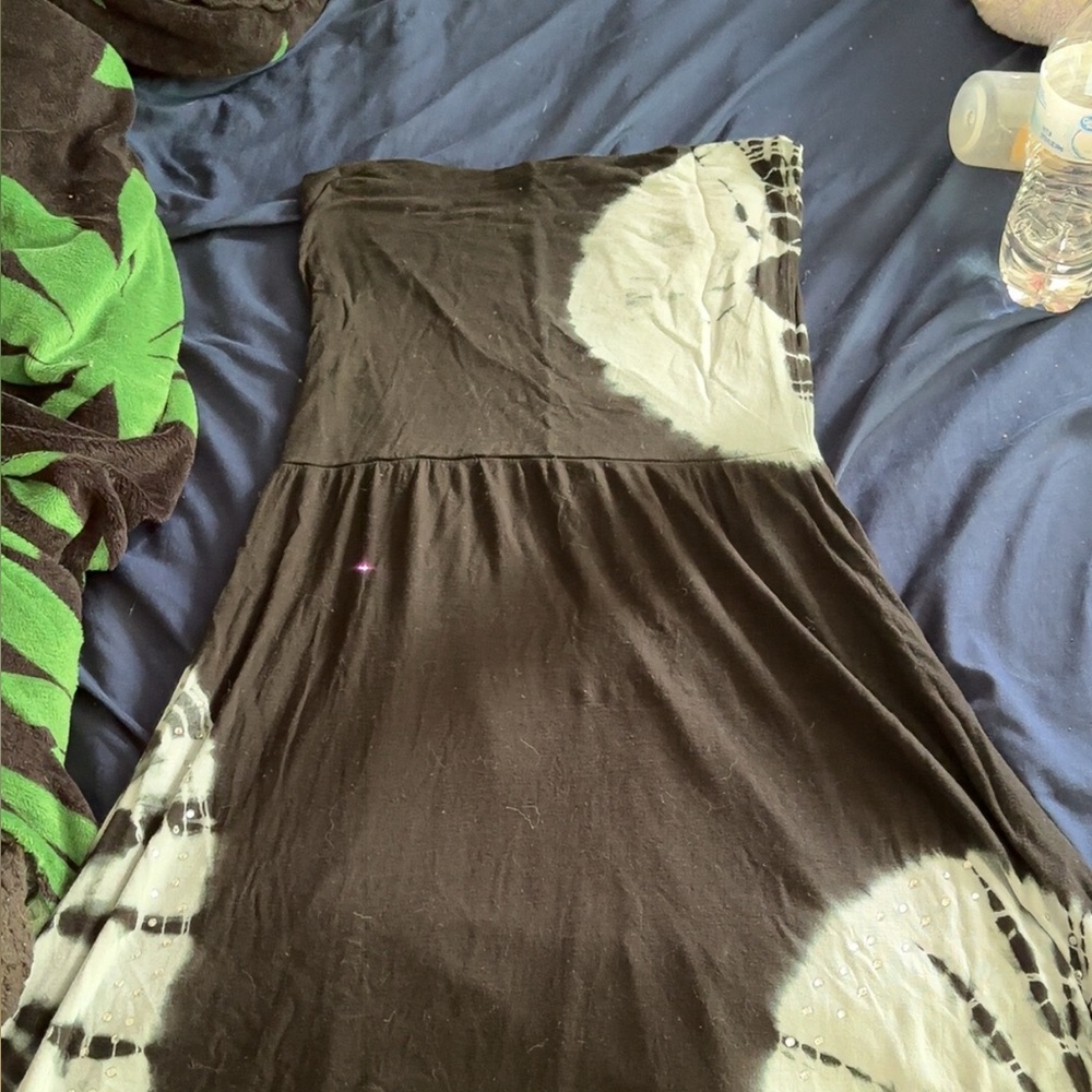 Brown and Cream Tie-Dye Dress